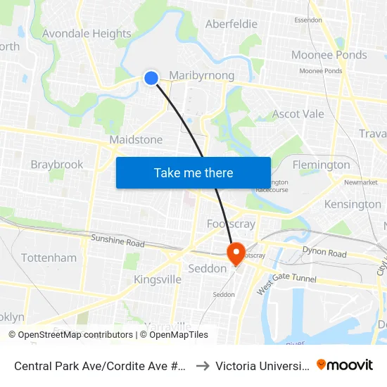 Central Park Ave/Cordite Ave #49 to Victoria University map