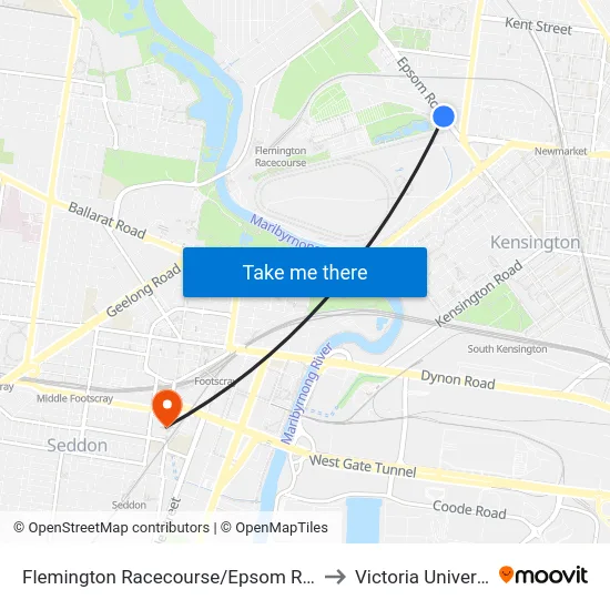 Flemington Racecourse/Epsom Rd #30 to Victoria University map