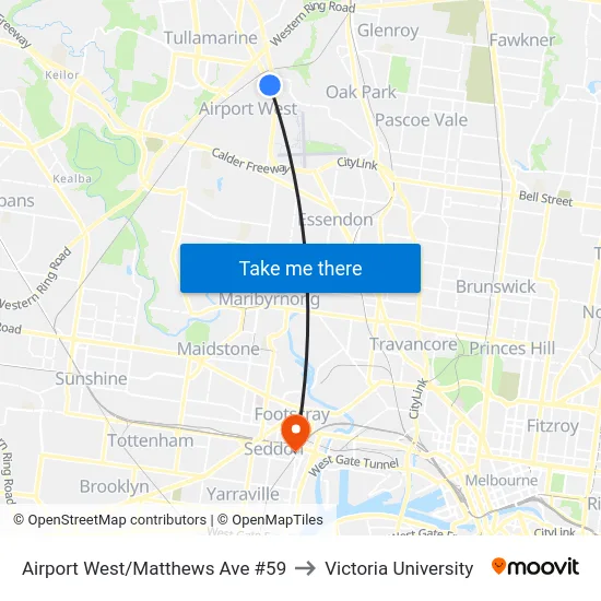 Airport West/Matthews Ave #59 to Victoria University map