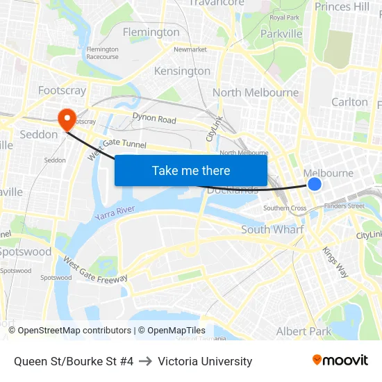 Queen St/Bourke St #4 to Victoria University map