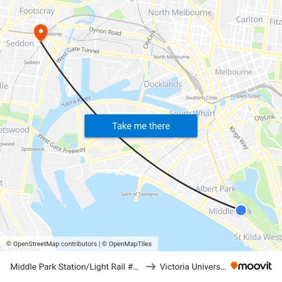 Middle Park Station/Light Rail #130 to Victoria University map