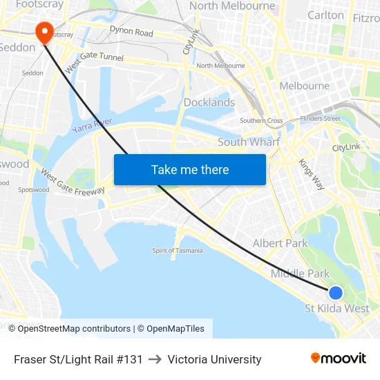 Fraser St/Light Rail #131 to Victoria University map