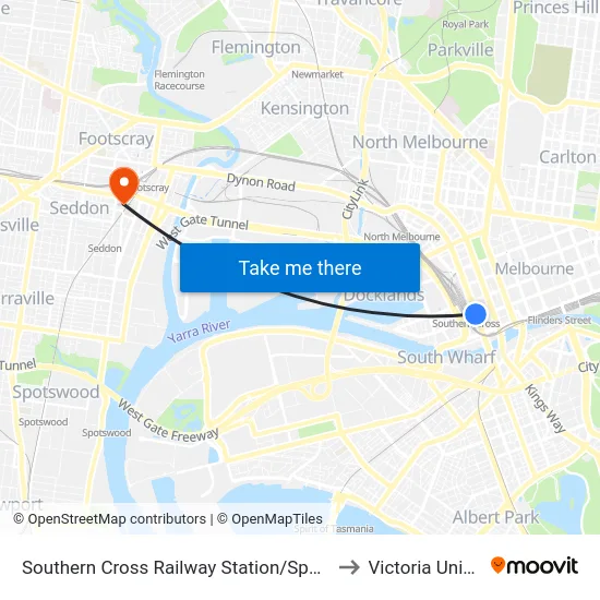 Southern Cross Railway Station/Spencer St #122 to Victoria University map