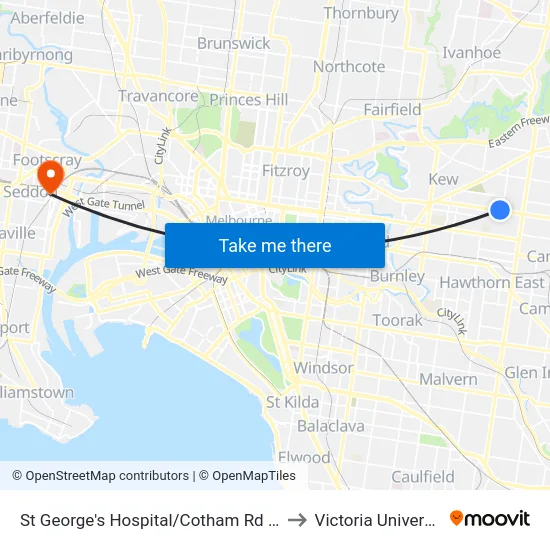 St George's Hospital/Cotham Rd #40 to Victoria University map