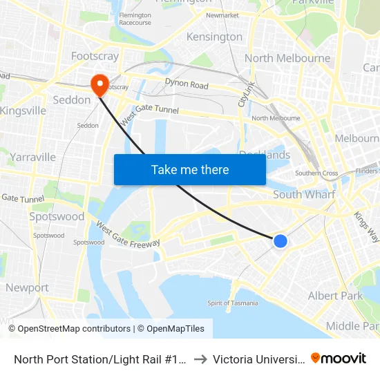 North Port Station/Light Rail #127 to Victoria University map