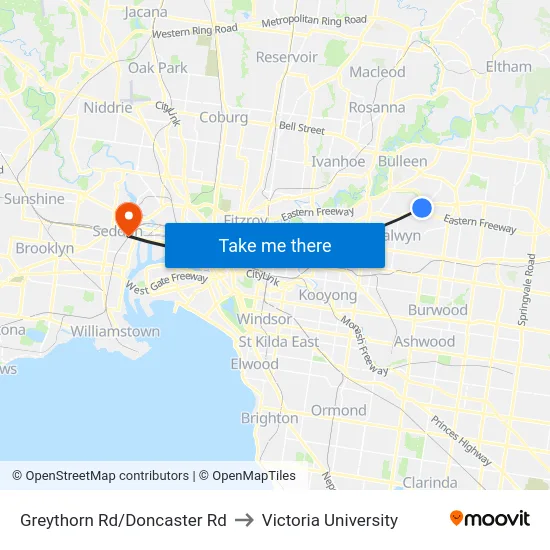 Greythorn Rd/Doncaster Rd to Victoria University map