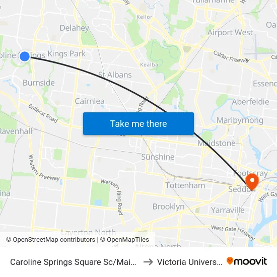 Caroline Springs Square Sc/Main St to Victoria University map