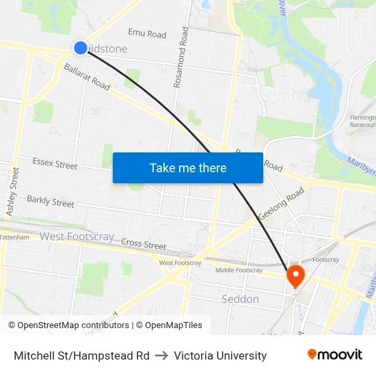 Mitchell St/Hampstead Rd to Victoria University map