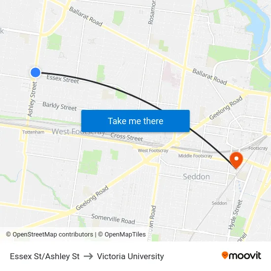 Essex St/Ashley St to Victoria University map