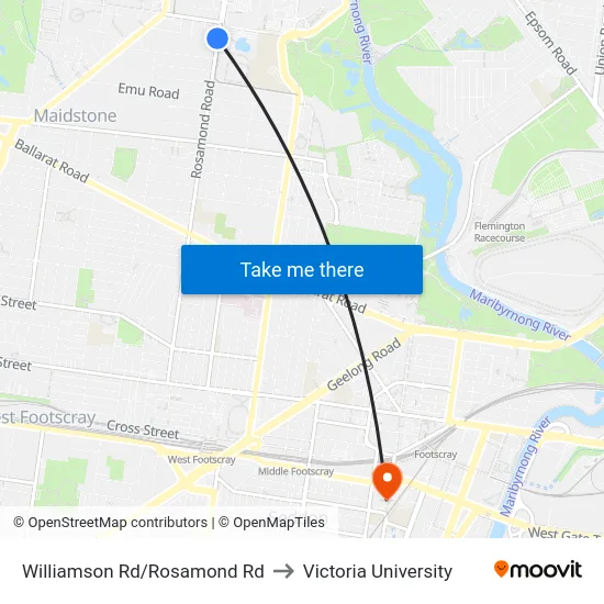 Williamson Rd/Rosamond Rd to Victoria University map