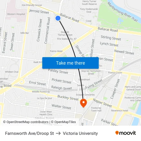 Farnsworth Ave/Droop St to Victoria University map