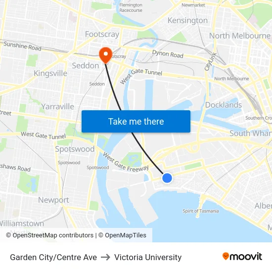 Garden City/Centre Ave to Victoria University map