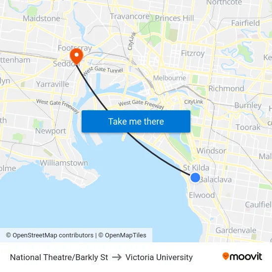 National Theatre/Barkly St to Victoria University map