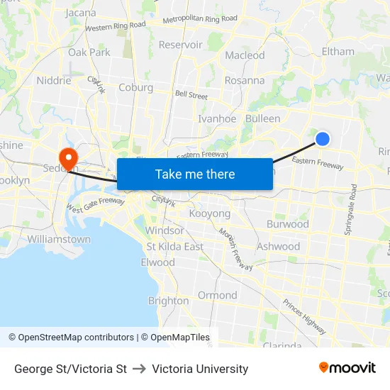 George St/Victoria St to Victoria University map