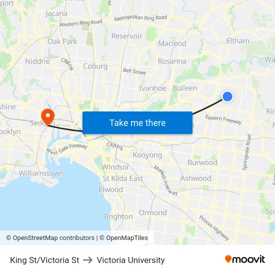 King St/Victoria St to Victoria University map