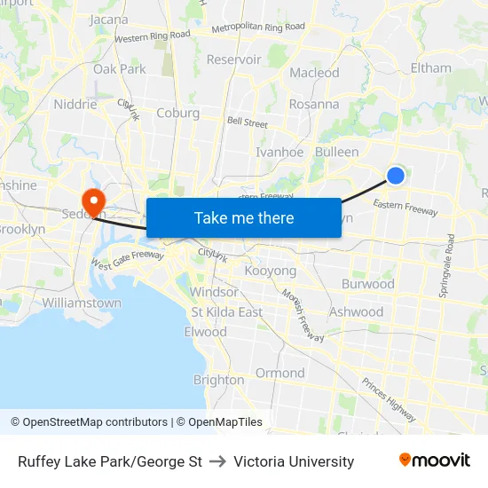 Ruffey Lake Park/George St to Victoria University map