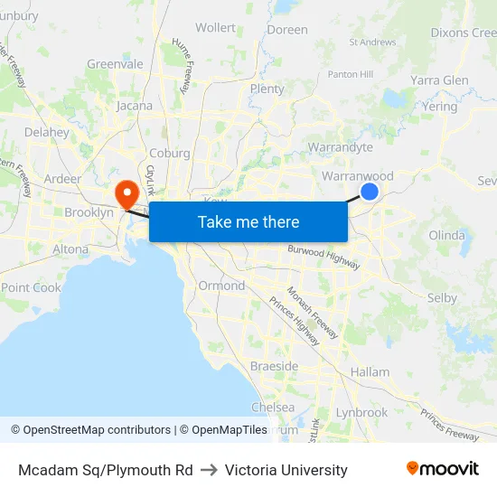 Mcadam Sq/Plymouth Rd to Victoria University map