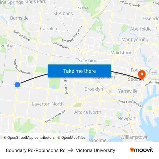 Boundary Rd/Robinsons Rd to Victoria University map