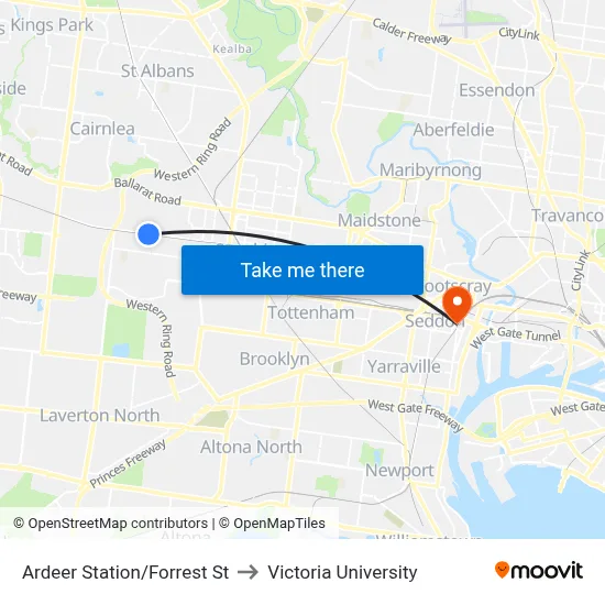 Ardeer Station/Forrest St to Victoria University map