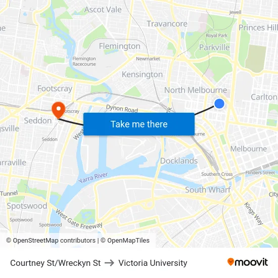 Courtney St/Wreckyn St to Victoria University map