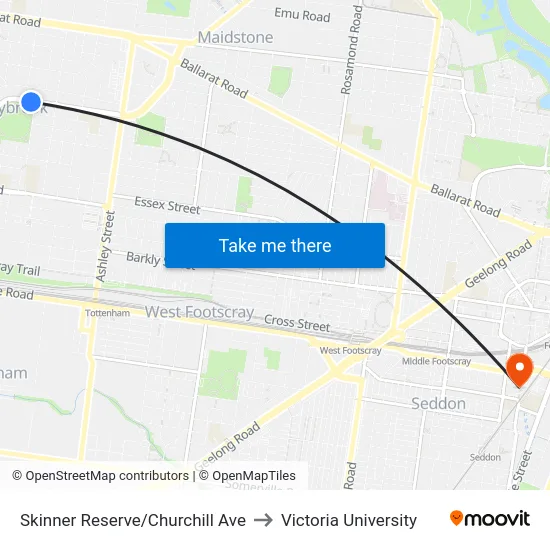 Skinner Reserve/Churchill Ave to Victoria University map