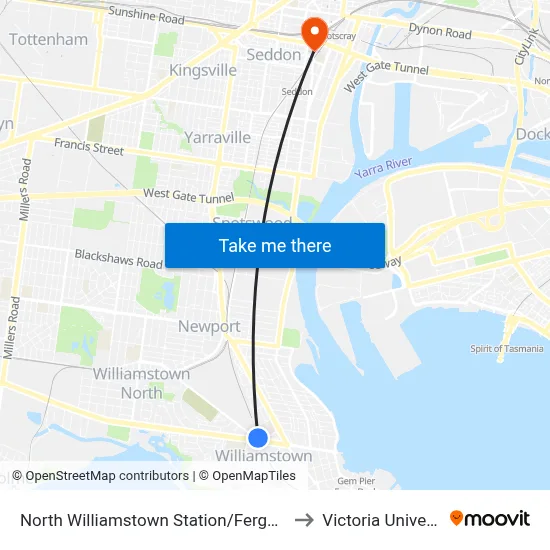 North Williamstown Station/Ferguson St to Victoria University map