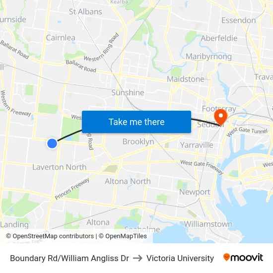 Boundary Rd/William Angliss Dr to Victoria University map