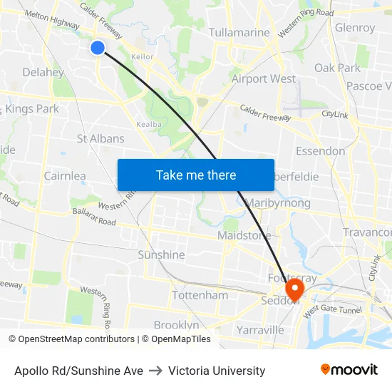 Apollo Rd/Sunshine Ave to Victoria University map