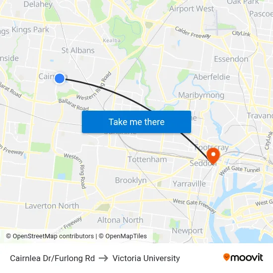 Cairnlea Dr/Furlong Rd to Victoria University map