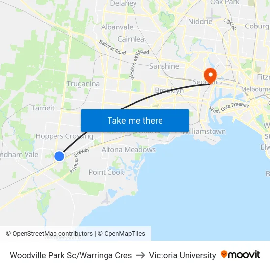 Woodville Park Sc/Warringa Cres to Victoria University map