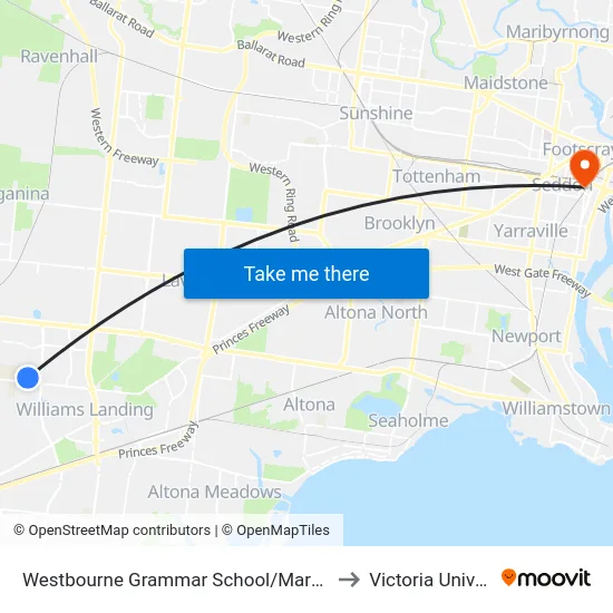 Westbourne Grammar School/Marquands Rd to Victoria University map