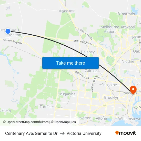 Centenary Ave/Gamalite Dr to Victoria University map