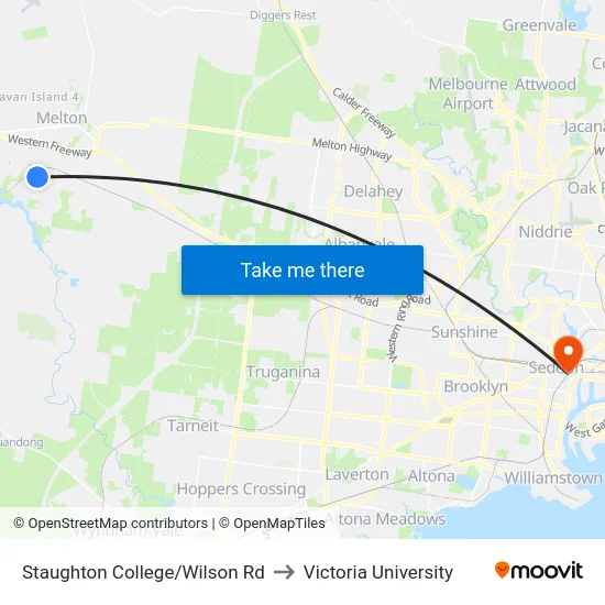 Staughton College/Wilson Rd to Victoria University map