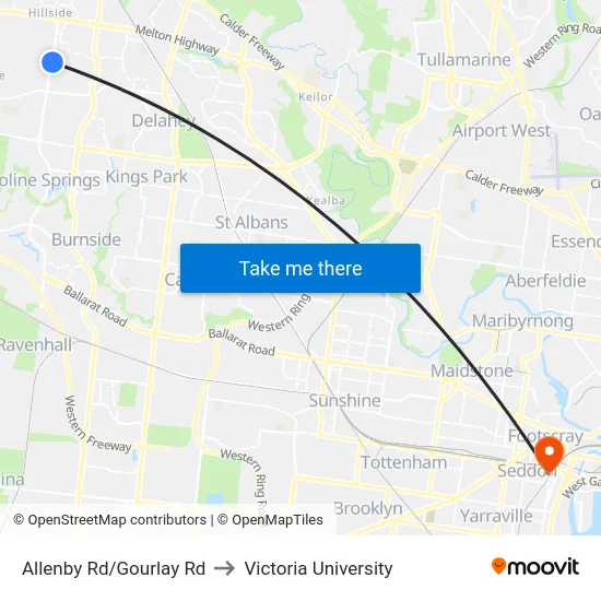 Allenby Rd/Gourlay Rd to Victoria University map