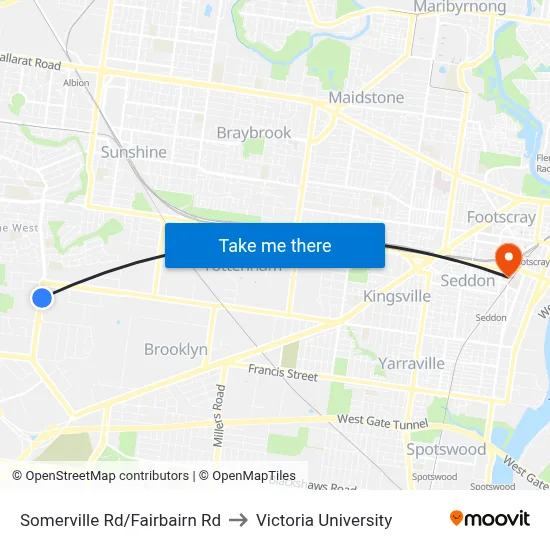 Somerville Rd/Fairbairn Rd to Victoria University map