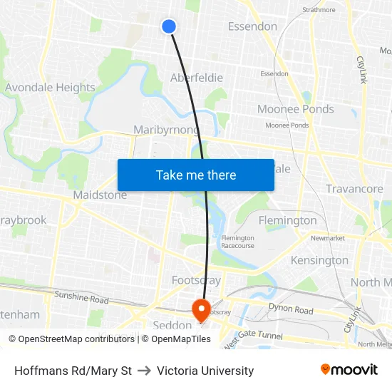 Hoffmans Rd/Mary St to Victoria University map