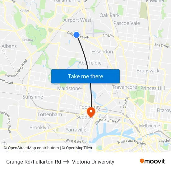 Grange Rd/Fullarton Rd to Victoria University map