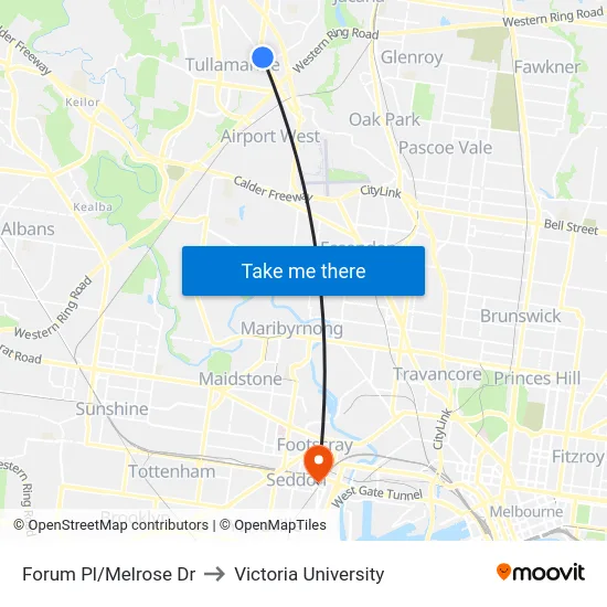 Forum Pl/Melrose Dr to Victoria University map