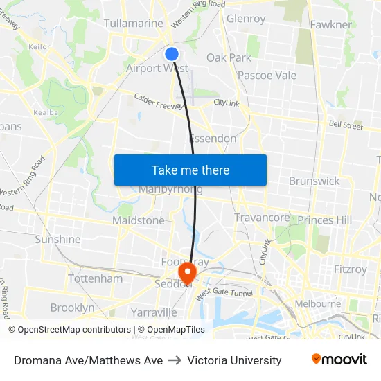Dromana Ave/Matthews Ave to Victoria University map