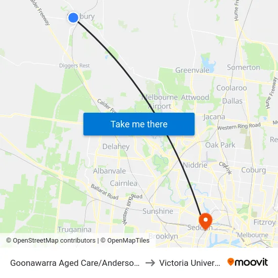 Goonawarra Aged Care/Anderson Rd to Victoria University map