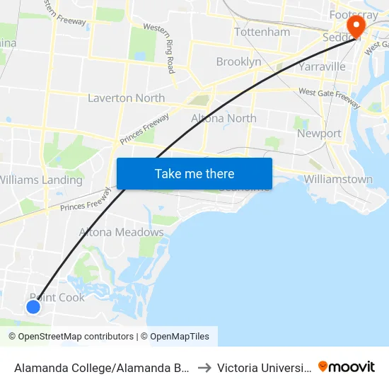 Alamanda College/Alamanda Bvd to Victoria University map