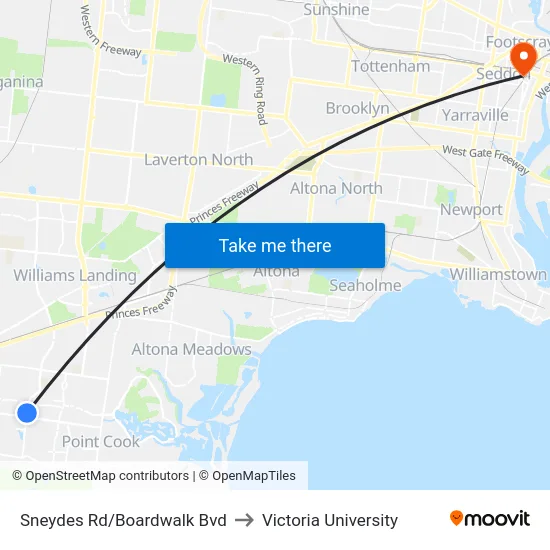 Sneydes Rd/Boardwalk Bvd to Victoria University map