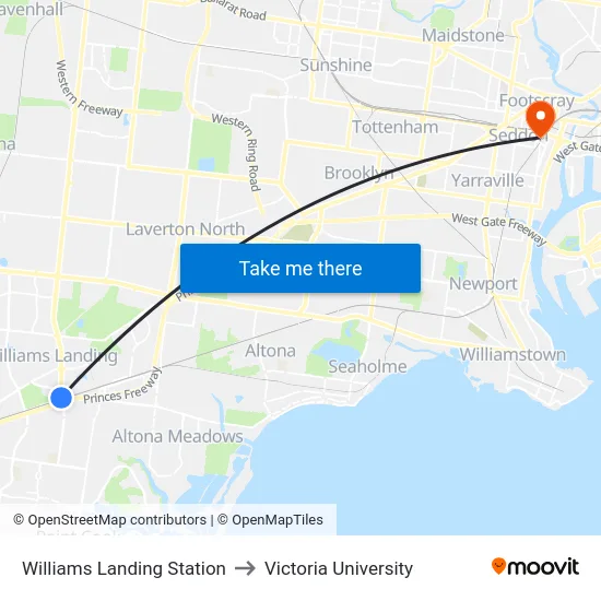 Williams Landing Station to Victoria University map