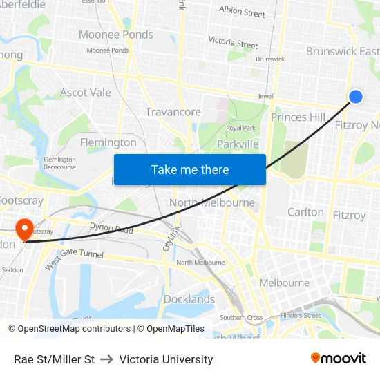 Rae St/Miller St to Victoria University map