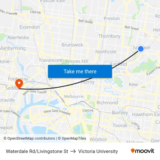 Waterdale Rd/Livingstone St to Victoria University map