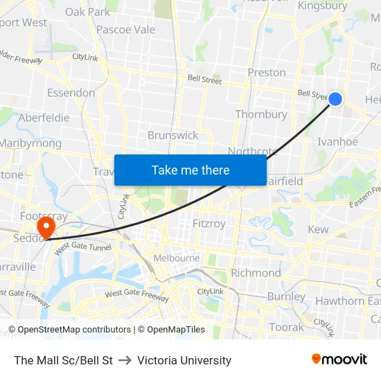 The Mall Sc/Bell St to Victoria University map