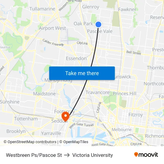 Westbreen Ps/Pascoe St to Victoria University map
