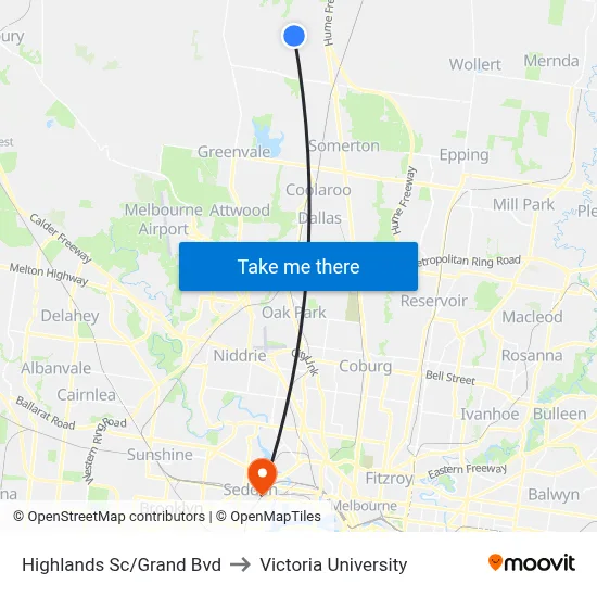 Highlands Sc/Grand Bvd to Victoria University map