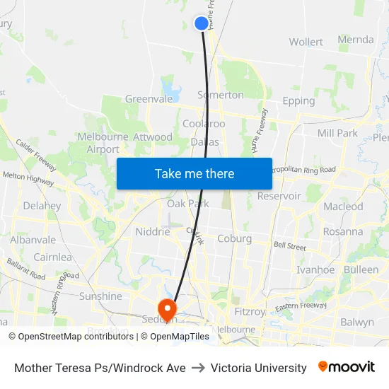 Mother Teresa Ps/Windrock Ave to Victoria University map