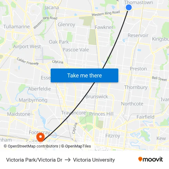 Victoria Park/Victoria Dr to Victoria University map